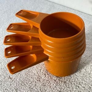 Vintage Tupperware MCM Orange Measuring Cups Set 5 pcs.